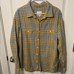 American Eagle Outfitters Checkered Shirt in Yellow and Blue